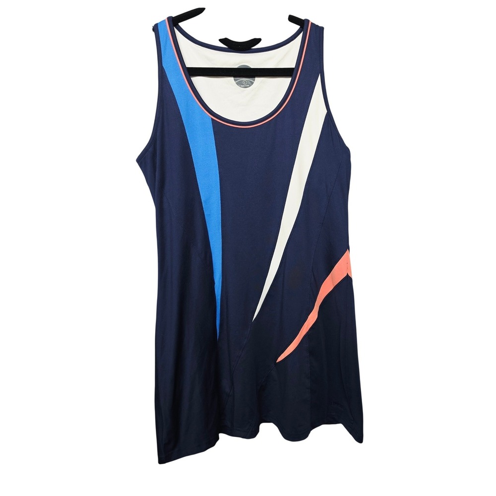 Bolle Tennis Dress Womens L Navy Blue Colorblock Sleeveless Activewear Sporty
